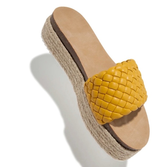 Yellow Braided One Band Platform Slip On Sandal - Picture 7 of 10